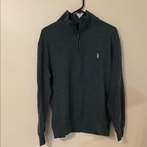 U.S. Polo Assn. Green Zip Up Sweater with Ribbed Cuffs